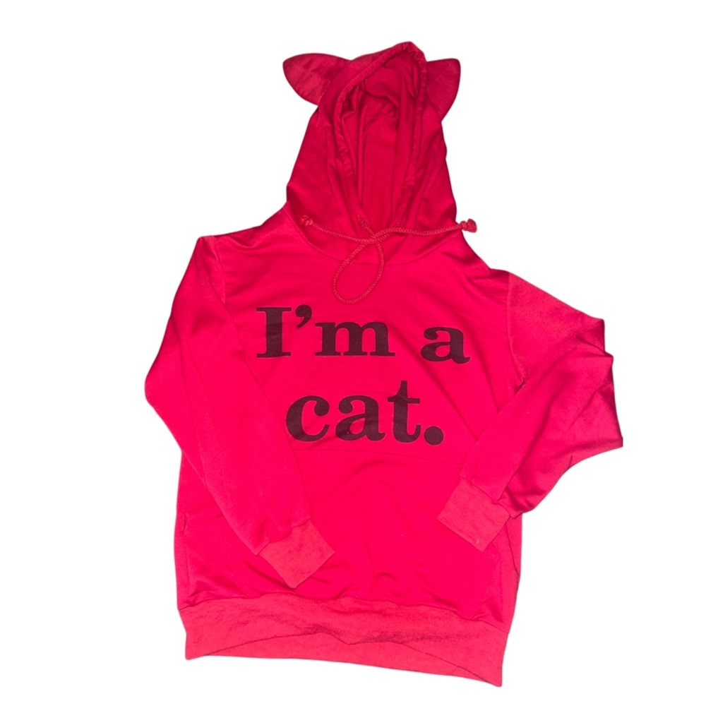 I’m A Cat Hoodie/Sweatshirt: Adult Ladies Medium: RED: Feline Ears